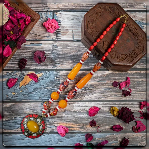 Tibetan_Pendant_Necklace_Jewellery_For_Women_Girls_Traditional_Afghani_Handcrafted_With_Tribal_Style_Multicolor_Beads_Lightweight_Boho_Statement_Ethnic_Wedding_Gift