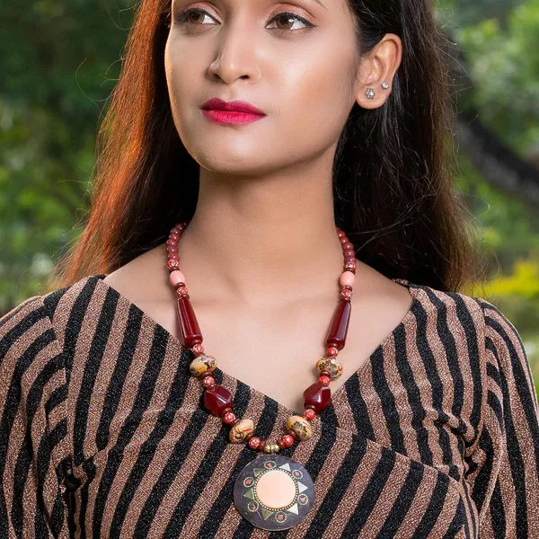 Tibetan_Pendant_Necklace_Jewellery_For_Women_Girls_Traditional_Afghani_Handcrafted_With_Tribal_Style_Multicolor_Beads_Lightweight_Boho_Statement_Ethnic_Wedding_Gift