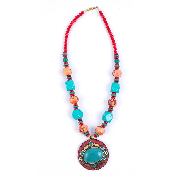 Product_Summary_Beadnest_Tibetan_Pendant_Necklace_Jewellery_For_Women_Girls_Traditional_Afghani_Handcrafted_With_Tribal_Style_Multicolor_Beads_Lightweight_Boho_Statement_Ethnic_Wedding_Gift