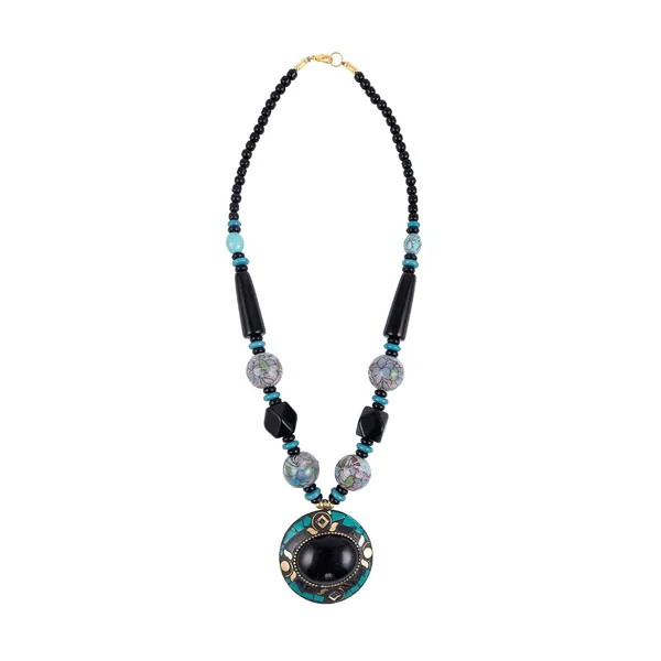 Tibetan_Pendant_Necklace_Jewellery_For_Women_Girls_Traditional_Afghani_Handcrafted_With_Tribal_Style_Multicolor_Beads_Lightweight_Boho_Statement_Ethnic_Wedding_Gift