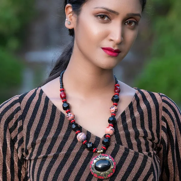 Tibetan_Pendant_Necklace_Jewellery_For_Women_Girls_Traditional_Afghani_Handcrafted_With_Tribal_Style_Multicolor_Beads_Lightweight_Boho_Statement_Ethnic_Wedding_Gift