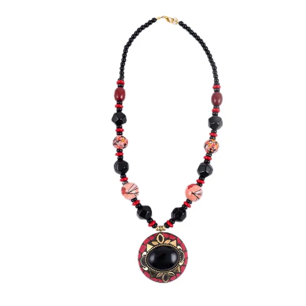 Tibetan_Pendant_Necklace_Jewellery_For_Women_Girls_Traditional_Afghani_Handcrafted_With_Tribal_Style_Multicolor_Beads_Lightweight_Boho_Statement_Ethnic_Wedding_Gift