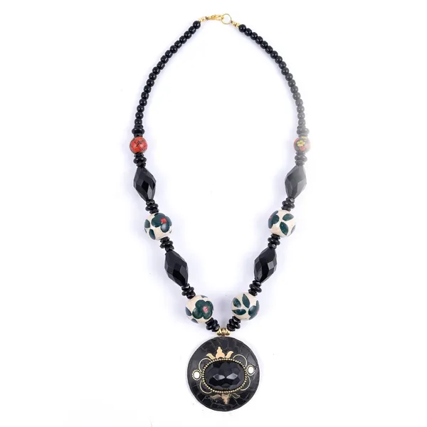 Tibetan_Pendant_Necklace_Jewellery_For_Women_Girls_Traditional_Afghani_Handcrafted_With_Tribal_Style_Multicolor_Beads_Lightweight_Boho_Statement_Ethnic_Wedding_Gift