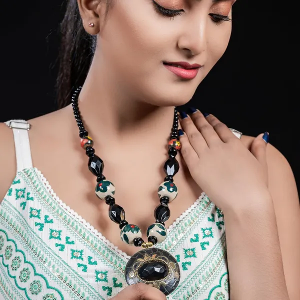 Tibetan_Pendant_Necklace_Jewellery_For_Women_Girls_Traditional_Afghani_Handcrafted_With_Tribal_Style_Multicolor_Beads_Lightweight_Boho_Statement_Ethnic_Wedding_Gift