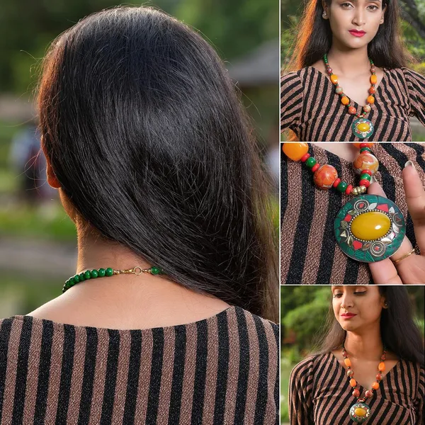 Tibetan_Pendant_Necklace_Jewellery_For_Women_Girls_Traditional_Afghani_Handcrafted_With_Tribal_Style_Multicolor_Beads_Lightweight_Boho_Statement_Ethnic_Wedding_Gift