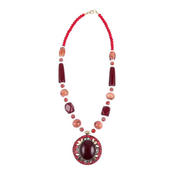 Tibetan_Pendant_Necklace_Jewellery_For_Women_Girls_Traditional_Afghani_Handcrafted_With_Tribal_Style_Multicolor_Beads_Lightweight_Boho_Statement_Ethnic_Wedding_Gift