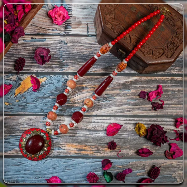 Tibetan_Pendant_Necklace_Jewellery_For_Women_Girls_Traditional_Afghani_Handcrafted_With_Tribal_Style_Multicolor_Beads_Lightweight_Boho_Statement_Ethnic_Wedding_Gift