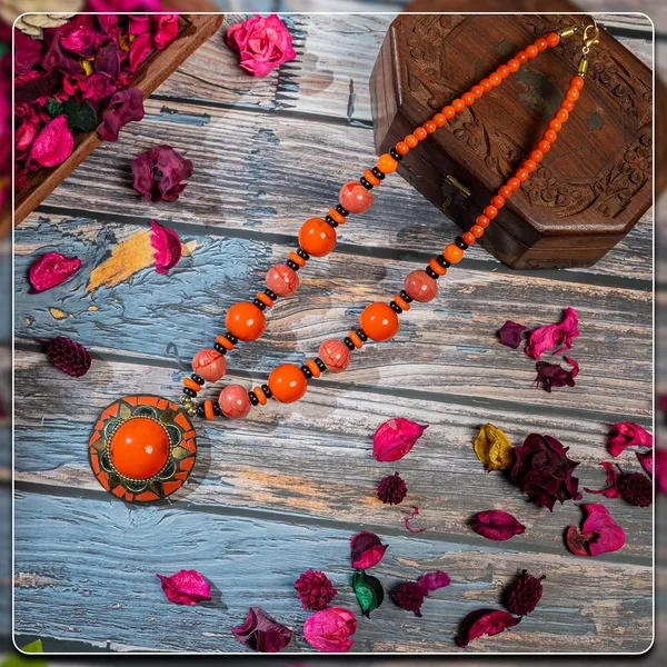 Tibetan_Pendant_Necklace_Jewellery_For_Women_Girls_Traditional_Afghani_Handcrafted_With_Tribal_Style_Multicolor_Beads_Lightweight_Boho_Statement_Ethnic_Wedding_Gift