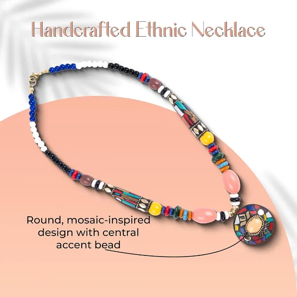 Tibetan_Pendant_Necklace_Jewellery_For_Women_Girls_Traditional_Afghani_Handcrafted_With_Tribal_Style_Multicolor_Beads_Lightweight_Boho_Statement_Ethnic_Wedding_Gift