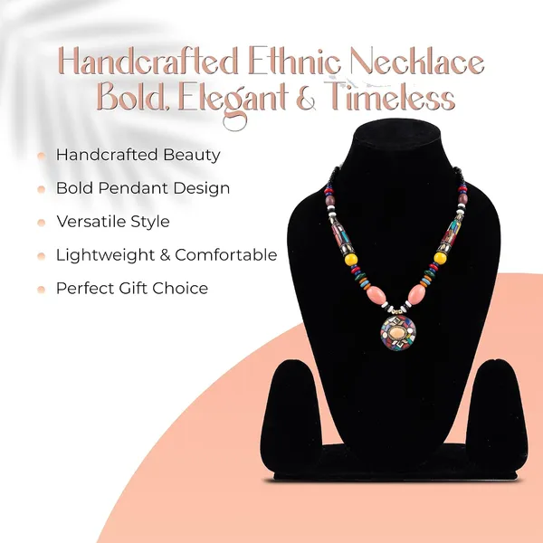 Tibetan_Pendant_Necklace_Jewellery_For_Women_Girls_Traditional_Afghani_Handcrafted_With_Tribal_Style_Multicolor_Beads_Lightweight_Boho_Statement_Ethnic_Wedding_Gift