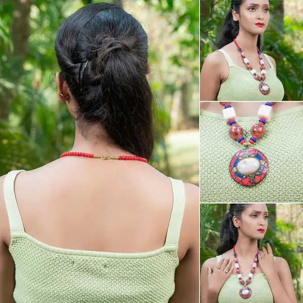 Tibetan_Pendant_Necklace_Jewellery_For_Women_Girls_Traditional_Afghani_Handcrafted_With_Tribal_Style_Multicolor_Beads_Lightweight_Boho_Statement_Ethnic_Wedding_Gift