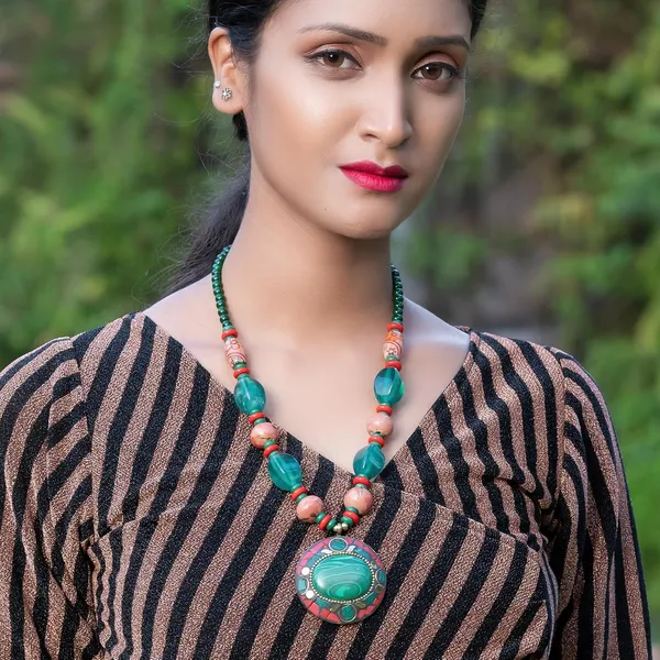 Tibetan_Pendant_Necklace_Jewellery_For_Women_Girls_Traditional_Afghani_Handcrafted_With_Tribal_Style_Multicolor_Beads_Lightweight_Boho_Statement_Ethnic_Wedding_Gift