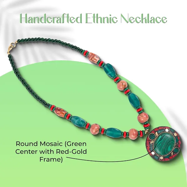 Tibetan_Pendant_Necklace_Jewellery_For_Women_Girls_Traditional_Afghani_Handcrafted_With_Tribal_Style_Multicolor_Beads_Lightweight_Boho_Statement_Ethnic_Wedding_Gift