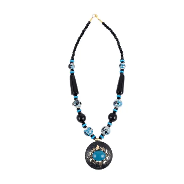 Tibetan_Pendant_Necklace_Jewellery_For_Women_Girls_Traditional_Afghani_Handcrafted_With_Tribal_Style_Multicolor_Beads_Lightweight_Boho_Statement_Ethnic_Wedding_Gift