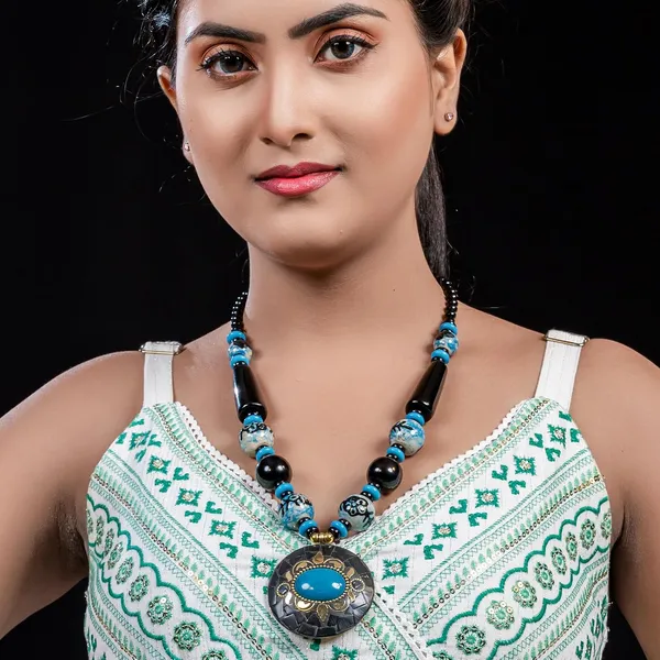 Tibetan_Pendant_Necklace_Jewellery_For_Women_Girls_Traditional_Afghani_Handcrafted_With_Tribal_Style_Multicolor_Beads_Lightweight_Boho_Statement_Ethnic_Wedding_Gift