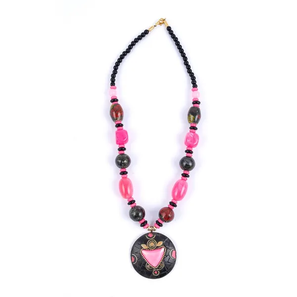 Tibetan_Pendant_Necklace_Jewellery_For_Women_Girls_Traditional_Afghani_Handcrafted_With_Tribal_Style_Multicolor_Beads_Lightweight_Boho_Statement_Ethnic_Wedding_Gift