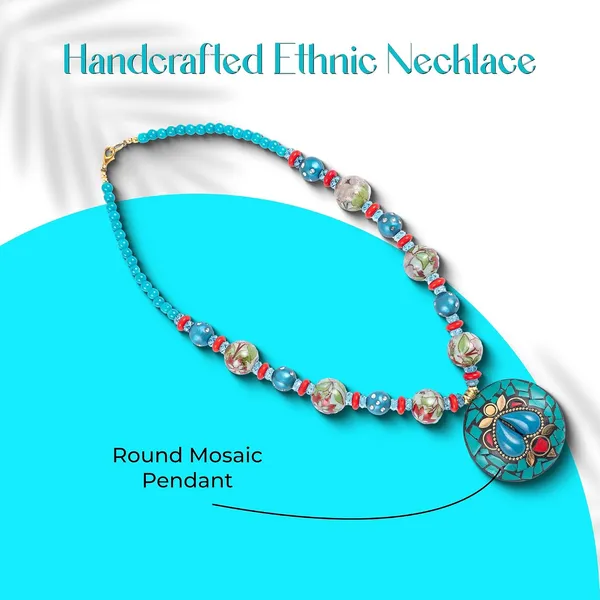 Tibetan_Pendant_Necklace_Jewellery_For_Women_Girls_Traditional_Afghani_Handcrafted_With_Tribal_Style_Multicolor_Beads_Lightweight_Boho_Statement_Ethnic_Wedding_Gift