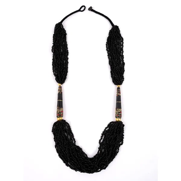 Multi_Strand_Dual_Tube_Seed_Beaded_Necklace_For_Women_Girl_Statement_Layered_Design_Lightweight_Long_Neckpiece_Button_Clasp_Closure_Contemporary_Ethnic_Fashion_Jewelry_For_Styling_Gifting
