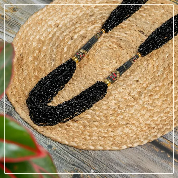 Multi_Strand_Dual_Tube_Seed_Beaded_Necklace_For_Women_Girl_Statement_Layered_Design_Lightweight_Long_Neckpiece_Button_Clasp_Closure_Contemporary_Ethnic_Fashion_Jewelry_For_Styling_Gifting