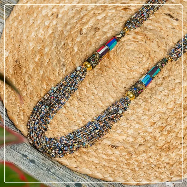 Multi_Strand_Dual_Tube_Seed_Beaded_Necklace_For_Women_Girl_Statement_Layered_Design_Lightweight_Long_Neckpiece_Button_Clasp_Closure_Contemporary_Ethnic_Fashion_Jewelry_For_Styling_Gifting