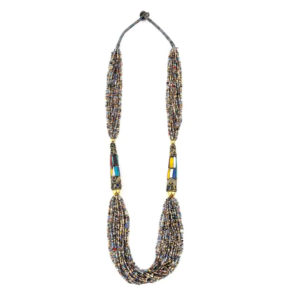 Multi_Strand_Dual_Tube_Seed_Beaded_Necklace_For_Women_Girl_Statement_Layered_Design_Lightweight_Long_Neckpiece_Button_Clasp_Closure_Contemporary_Ethnic_Fashion_Jewelry_For_Styling_Gifting