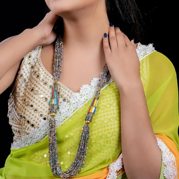 Multi_Strand_Dual_Tube_Seed_Beaded_Necklace_For_Women_Girl_Statement_Layered_Design_Lightweight_Long_Neckpiece_Button_Clasp_Closure_Contemporary_Ethnic_Fashion_Jewelry_For_Styling_Gifting