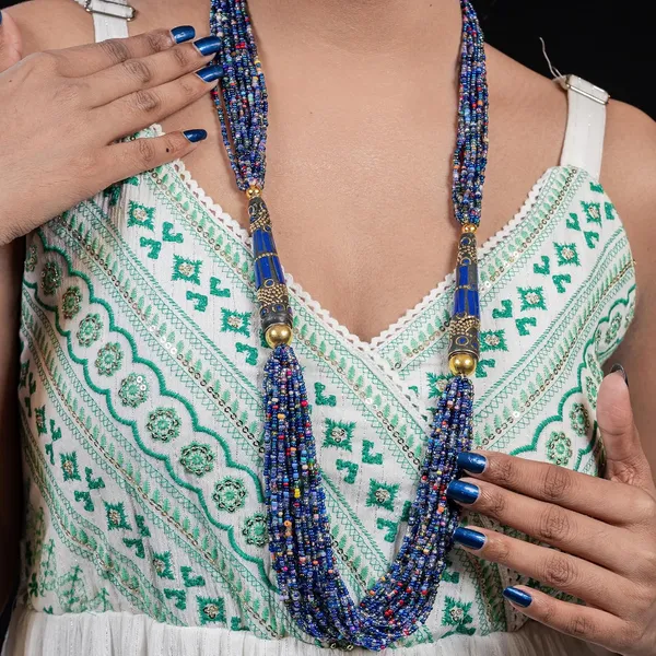 Multi_Strand_Dual_Tube_Seed_Beaded_Necklace_For_Women_Girl_Statement_Layered_Design_Lightweight_Long_Neckpiece_Button_Clasp_Closure_Contemporary_Ethnic_Fashion_Jewelry_For_Styling_Gifting
