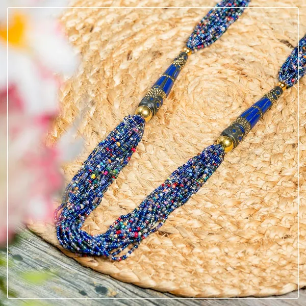 Multi_Strand_Dual_Tube_Seed_Beaded_Necklace_For_Women_Girl_Statement_Layered_Design_Lightweight_Long_Neckpiece_Button_Clasp_Closure_Contemporary_Ethnic_Fashion_Jewelry_For_Styling_Gifting