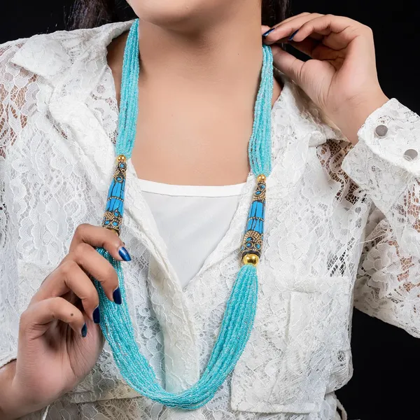 Multi_Strand_Dual_Tube_Seed_Beaded_Necklace_For_Women_Girl_Statement_Layered_Design_Lightweight_Long_Neckpiece_Button_Clasp_Closure_Contemporary_Ethnic_Fashion_Jewelry_For_Styling_Gifting