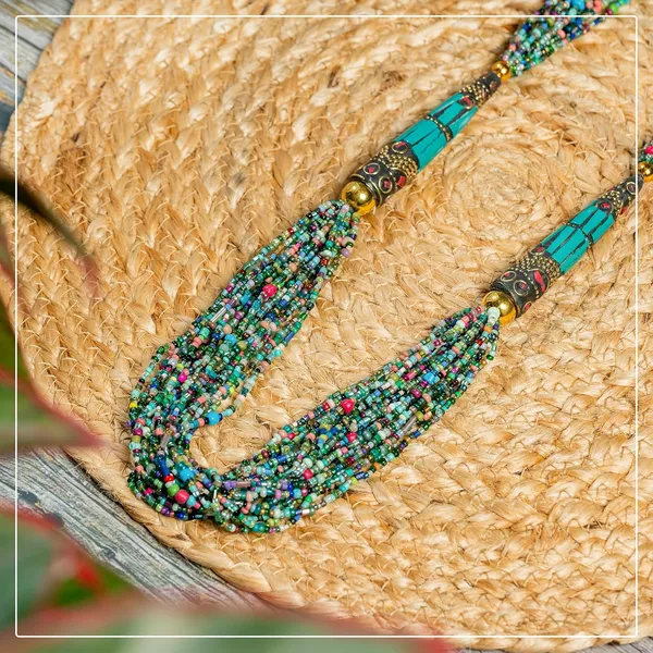 Multi_Strand_Dual_Tube_Seed_Beaded_Necklace_For_Women_Girl_Statement_Layered_Design_Lightweight_Long_Neckpiece_Button_Clasp_Closure_Contemporary_Ethnic_Fashion_Jewelry_For_Styling_Gifting