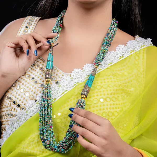 Multi_Strand_Dual_Tube_Seed_Beaded_Necklace_For_Women_Girl_Statement_Layered_Design_Lightweight_Long_Neckpiece_Button_Clasp_Closure_Contemporary_Ethnic_Fashion_Jewelry_For_Styling_Gifting