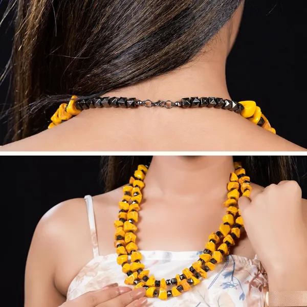 Product_Summary_Beadnest_Double_Strand_Beaded_Necklace_Jewellery_For_Women_And_Girls_Geometric_Spacer_Chunky_Beads_Neckpiece_With_Secure_Clasp_Chunky_Glass_Bead_Dual_Strand_Necklace