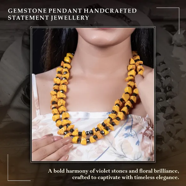 Product_Summary_Beadnest_Double_Strand_Beaded_Necklace_Jewellery_For_Women_And_Girls_Geometric_Spacer_Chunky_Beads_Neckpiece_With_Secure_Clasp_Chunky_Glass_Bead_Dual_Strand_Necklace