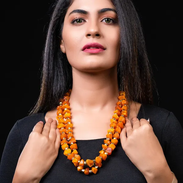 Double_Strand_Beaded_Necklace_Jewellery_For_Women_And_Girls_Geometric_Spacer_Chunky_Beads_Neckpiece_With_Secure_Clasp_Chunky_Glass_Bead_Dual_Strand_Necklace