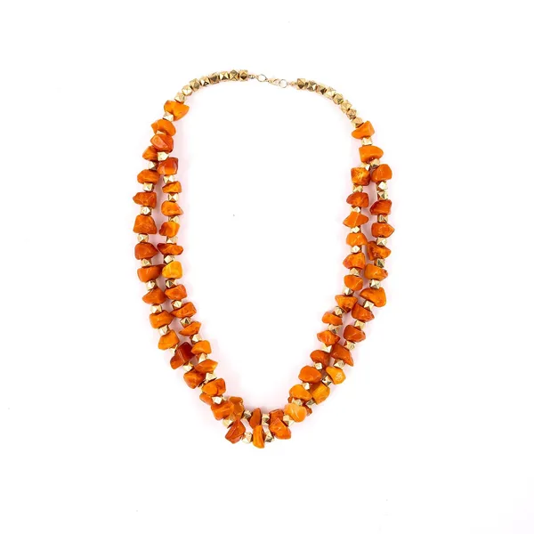 Double_Strand_Beaded_Necklace_Jewellery_For_Women_And_Girls_Geometric_Spacer_Chunky_Beads_Neckpiece_With_Secure_Clasp_Chunky_Glass_Bead_Dual_Strand_Necklace