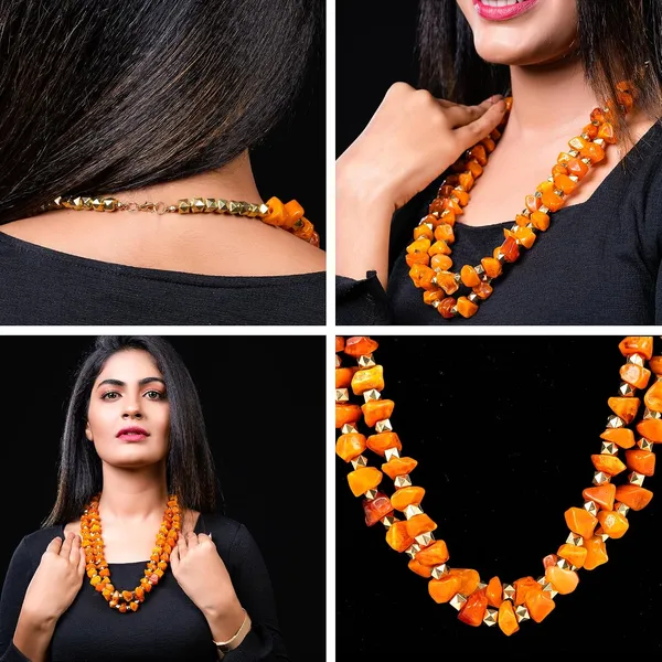 Double_Strand_Beaded_Necklace_Jewellery_For_Women_And_Girls_Geometric_Spacer_Chunky_Beads_Neckpiece_With_Secure_Clasp_Chunky_Glass_Bead_Dual_Strand_Necklace