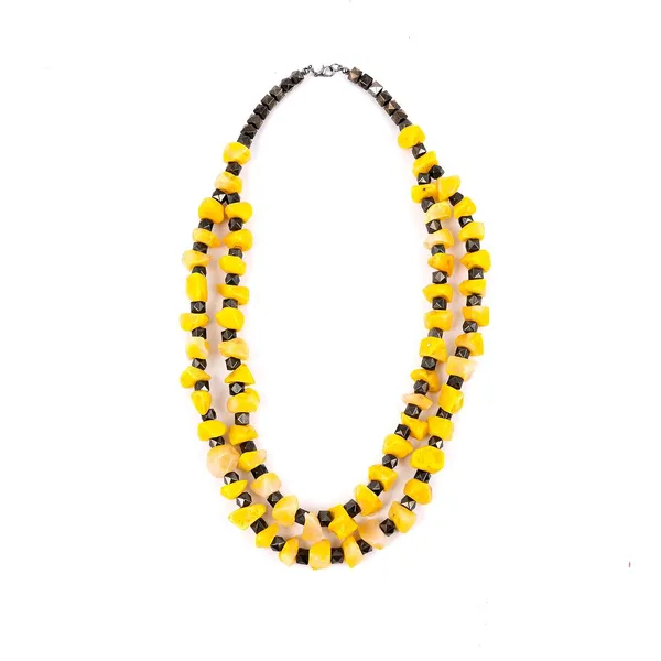 Double_Strand_Beaded_Necklace_Jewellery_For_Women_And_Girls_Geometric_Spacer_Chunky_Beads_Neckpiece_With_Secure_Clasp_Chunky_Glass_Bead_Dual_Strand_Necklace