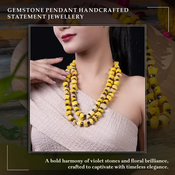 Double_Strand_Beaded_Necklace_Jewellery_For_Women_And_Girls_Geometric_Spacer_Chunky_Beads_Neckpiece_With_Secure_Clasp_Chunky_Glass_Bead_Dual_Strand_Necklace