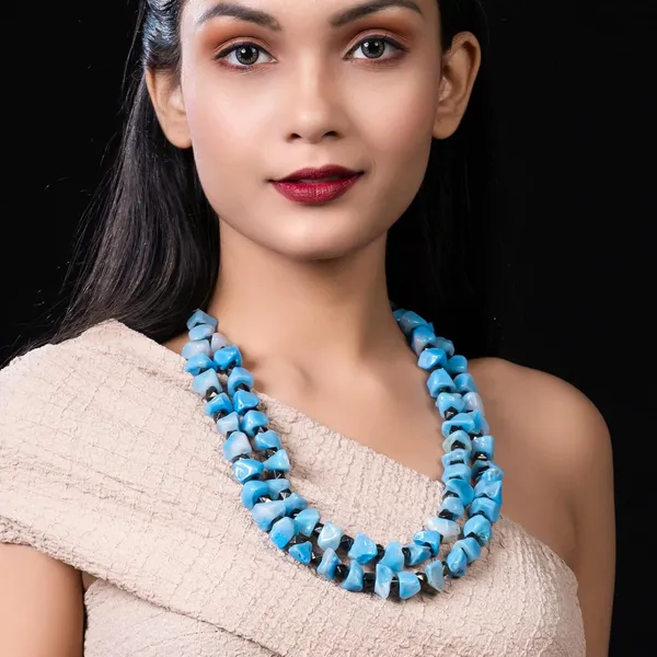 Product_Summary_Beadnest_Double_Strand_Beaded_Necklace_Jewellery_For_Women_And_Girls_Geometric_Spacer_Chunky_Beads_Neckpiece_With_Secure_Clasp_Chunky_Glass_Bead_Dual_Strand_Necklace