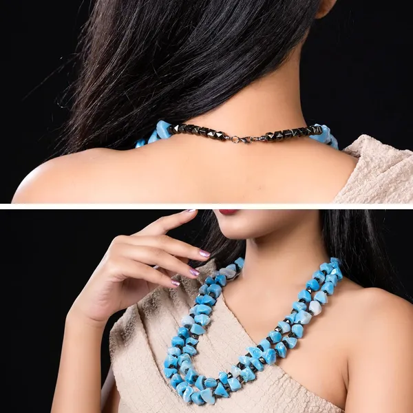 Product_Summary_Beadnest_Double_Strand_Beaded_Necklace_Jewellery_For_Women_And_Girls_Geometric_Spacer_Chunky_Beads_Neckpiece_With_Secure_Clasp_Chunky_Glass_Bead_Dual_Strand_Necklace
