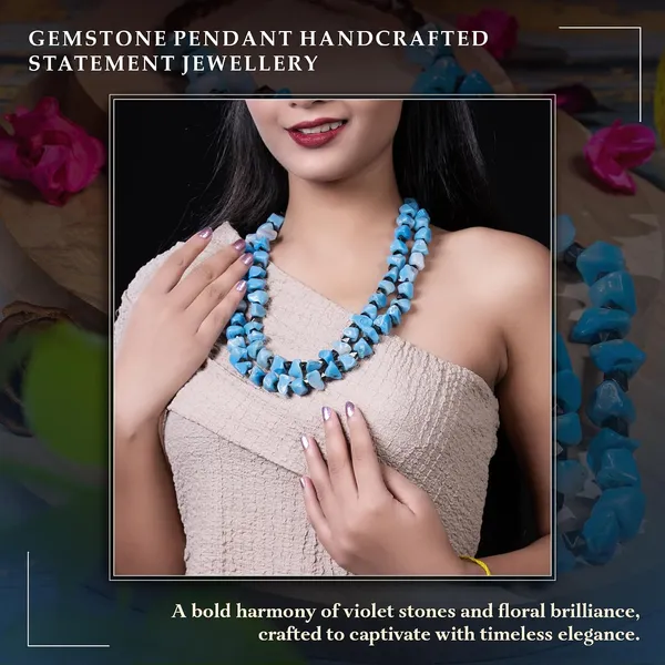 Product_Summary_Beadnest_Double_Strand_Beaded_Necklace_Jewellery_For_Women_And_Girls_Geometric_Spacer_Chunky_Beads_Neckpiece_With_Secure_Clasp_Chunky_Glass_Bead_Dual_Strand_Necklace