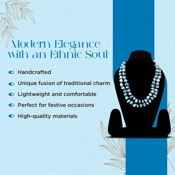 Product_Summary_Beadnest_Double_Strand_Beaded_Necklace_Jewellery_For_Women_And_Girls_Geometric_Spacer_Chunky_Beads_Neckpiece_With_Secure_Clasp_Chunky_Glass_Bead_Dual_Strand_Necklace