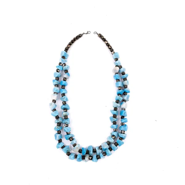 Product_Summary_Beadnest_Double_Strand_Beaded_Necklace_Jewellery_For_Women_And_Girls_Geometric_Spacer_Chunky_Beads_Neckpiece_With_Secure_Clasp_Chunky_Glass_Bead_Dual_Strand_Necklace