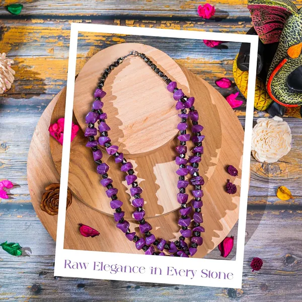 Double_Strand_Beaded_Necklace_Jewellery_For_Women_And_Girls_Geometric_Spacer_Chunky_Beads_Neckpiece_With_Secure_Clasp_Chunky_Glass_Bead_Dual_Strand_Necklace