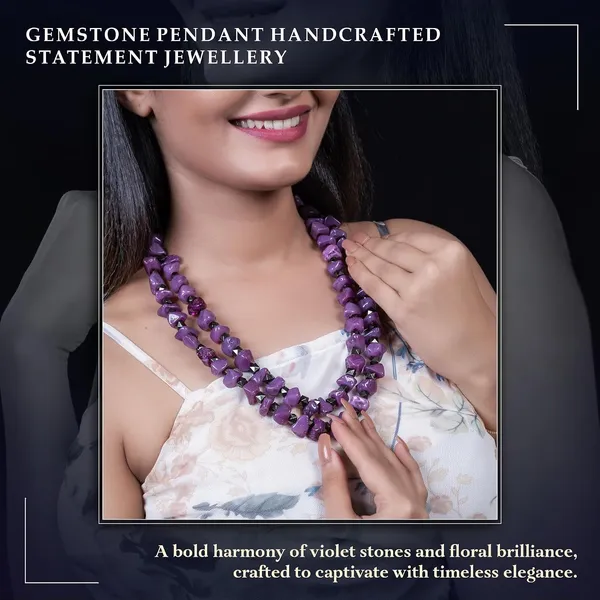 Double_Strand_Beaded_Necklace_Jewellery_For_Women_And_Girls_Geometric_Spacer_Chunky_Beads_Neckpiece_With_Secure_Clasp_Chunky_Glass_Bead_Dual_Strand_Necklace