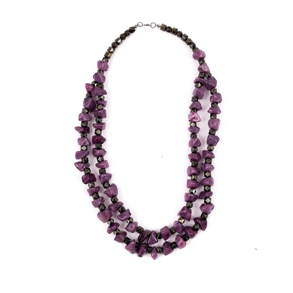 Double_Strand_Beaded_Necklace_Jewellery_For_Women_And_Girls_Geometric_Spacer_Chunky_Beads_Neckpiece_With_Secure_Clasp_Chunky_Glass_Bead_Dual_Strand_Necklace