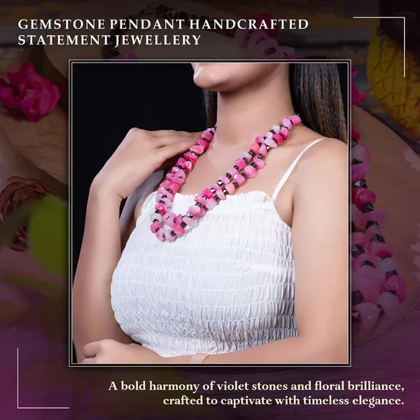 Double_Strand_Beaded_Necklace_Jewellery_For_Women_And_Girls_Geometric_Spacer_Chunky_Beads_Neckpiece_With_Secure_Clasp_Chunky_Glass_Bead_Dual_Strand_Necklace