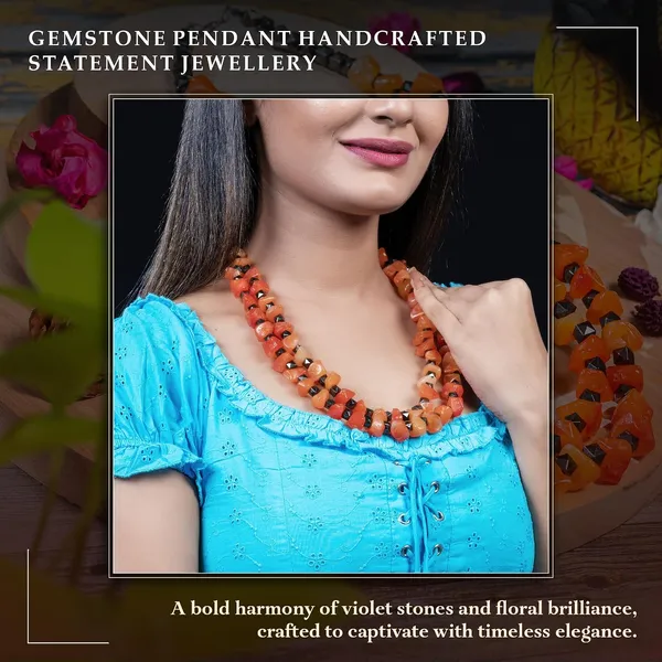 Double_Strand_Beaded_Necklace_Jewellery_For_Women_And_Girls_Geometric_Spacer_Chunky_Beads_Neckpiece_With_Secure_Clasp_Chunky_Glass_Bead_Dual_Strand_Necklace