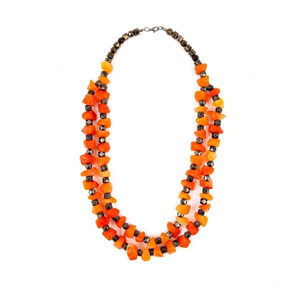 Double_Strand_Beaded_Necklace_Jewellery_For_Women_And_Girls_Geometric_Spacer_Chunky_Beads_Neckpiece_With_Secure_Clasp_Chunky_Glass_Bead_Dual_Strand_Necklace