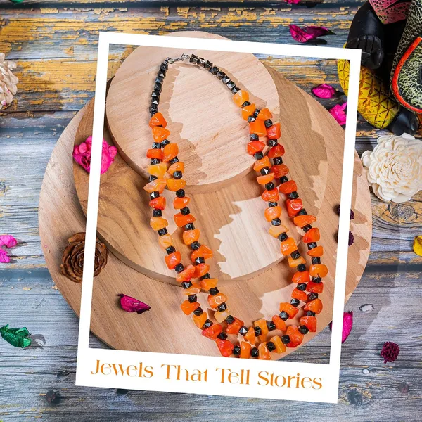 Double_Strand_Beaded_Necklace_Jewellery_For_Women_And_Girls_Geometric_Spacer_Chunky_Beads_Neckpiece_With_Secure_Clasp_Chunky_Glass_Bead_Dual_Strand_Necklace